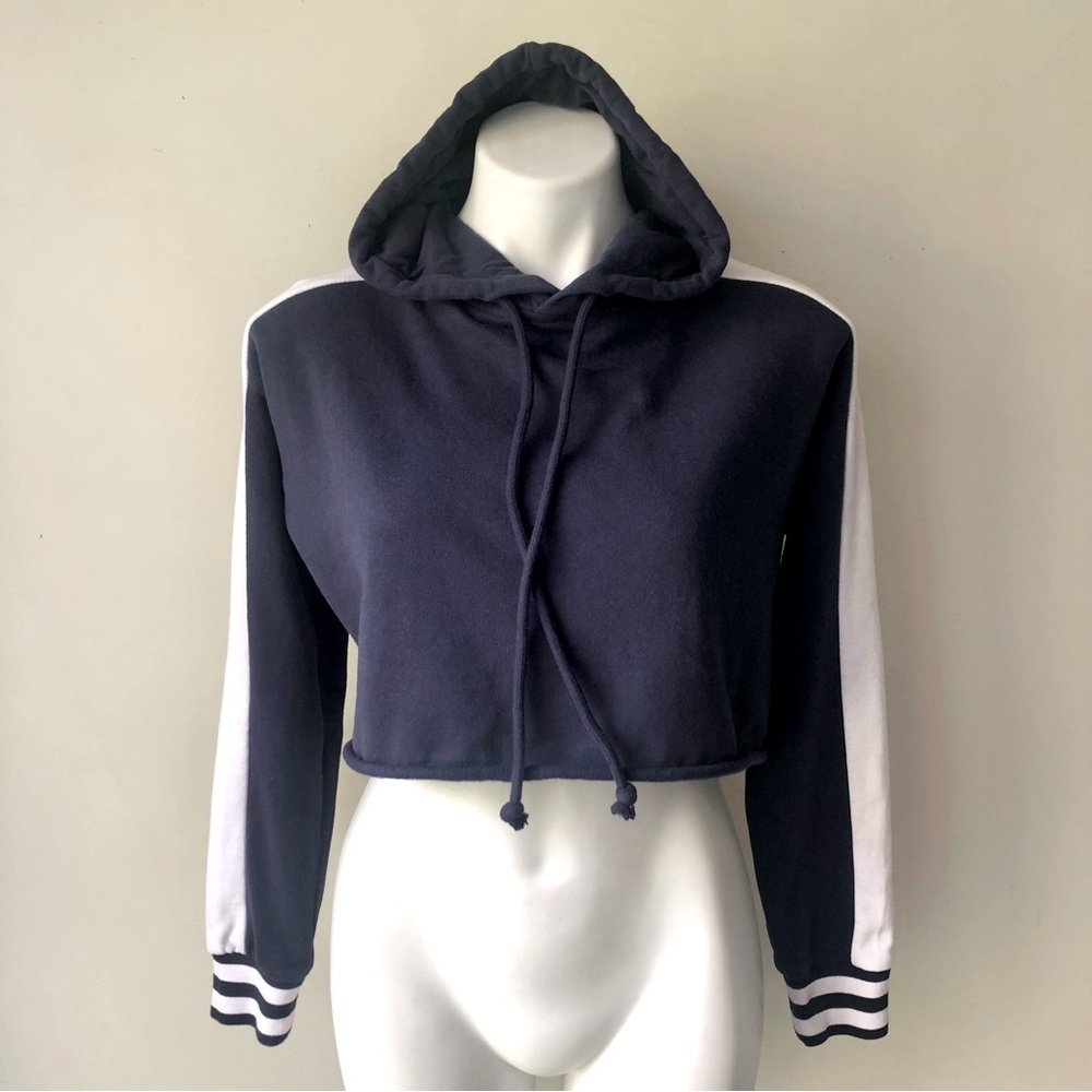 PacSun L.A. HEARTS Varsity Stripe Cropped Hoodie Sweatshirt XS